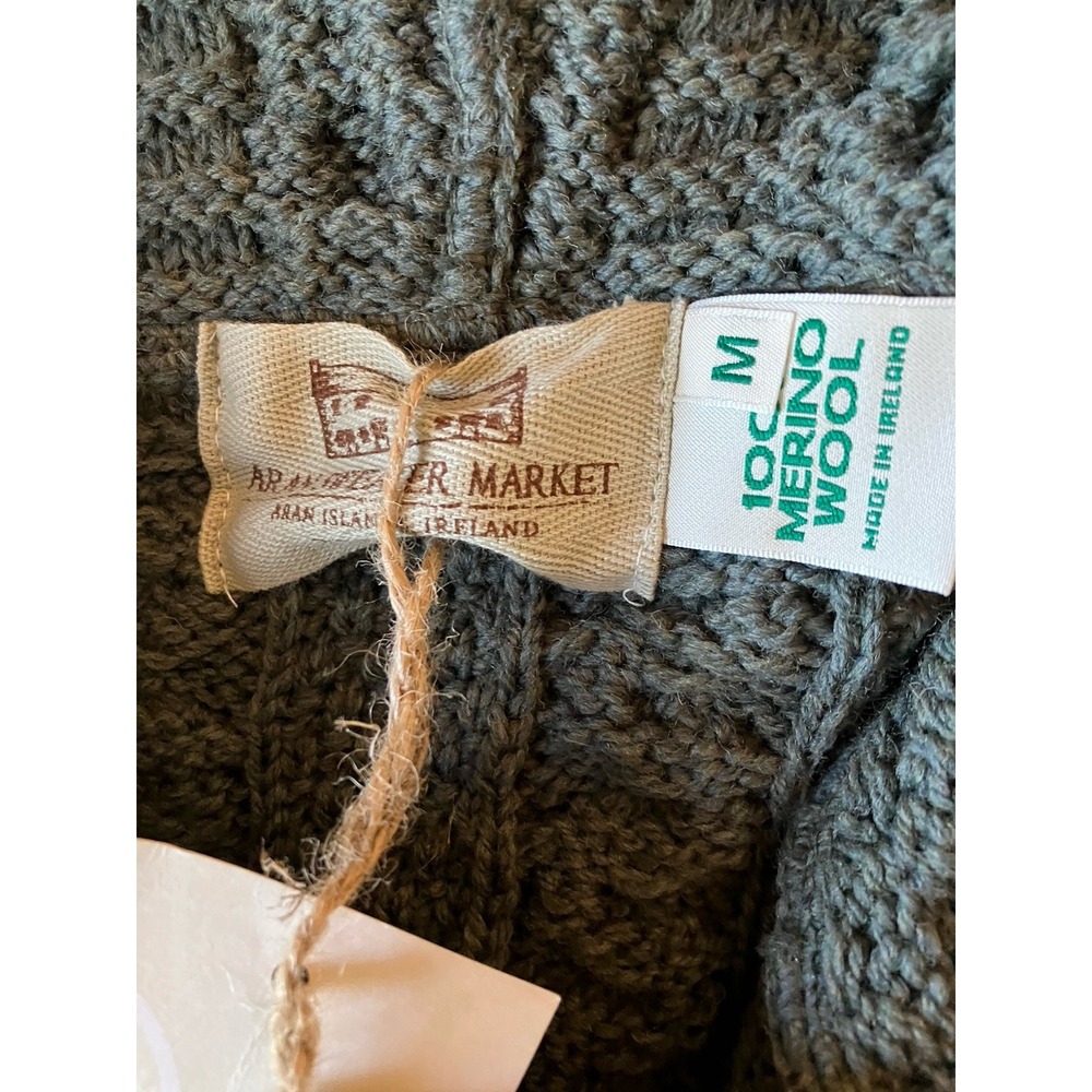 Aran Merino Wool Sweater In Green NWT Women's Sz Medium - Picture 5 of 7